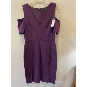 BCBG Maxazria Dress Women's L Purple Anah Cold Shoulder Brand new Zip Up